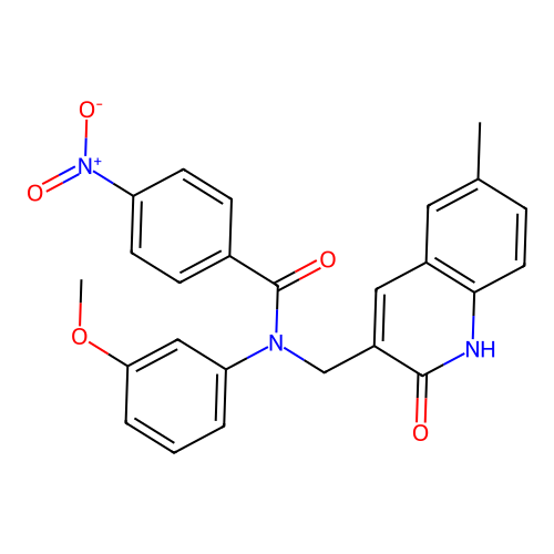 N-((2-hydroxy-6-methylquinolin-3-yl)methyl)-N-(3-methoxyphenyl)-4-nitrobenzamide structure