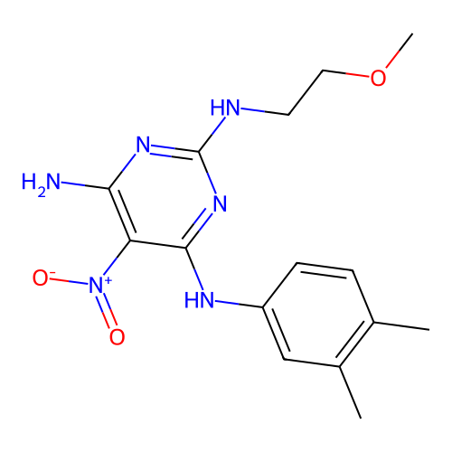 N4-(3,4-Dimethylphenyl)-N2-(2-methoxyethyl)-5-nitropyrimidine-2,4,6-triamine structure