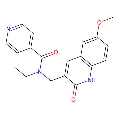N-ethyl-N-[(6-methoxy-2-oxo-1H-quinolin-3-yl)methyl]pyridine-4-carboxamide structure