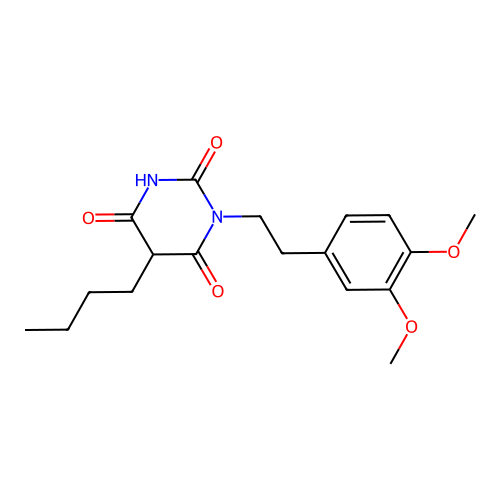 5-butyl-3-[2-(3,4-dimethoxyphenyl)ethyl]-6-hydroxypyrimidine-2,4(3H,5H)-dione structure
