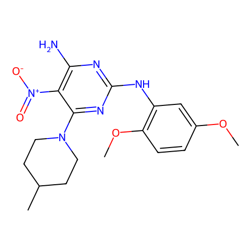 2-N-(2,5-dimethoxyphenyl)-6-(4-methylpiperidin-1-yl)-5-nitropyrimidine-2,4-diamine structure
