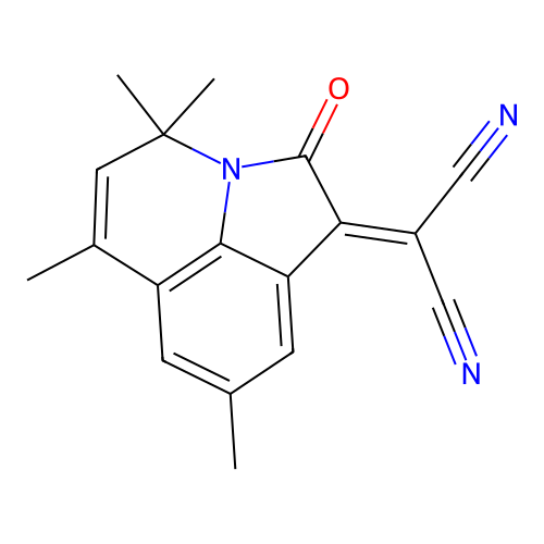 (4,4,6,8-tetramethyl-2-oxo-4H-pyrrolo[3,2,1-ij]quinolin-1(2H)-ylidene)propanedinitrile structure