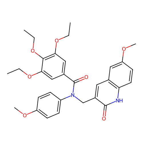 3,4,5-triethoxy-N-[(6-methoxy-2-oxo-1H-quinolin-3-yl)methyl]-N-(4-methoxyphenyl)benzamide structure