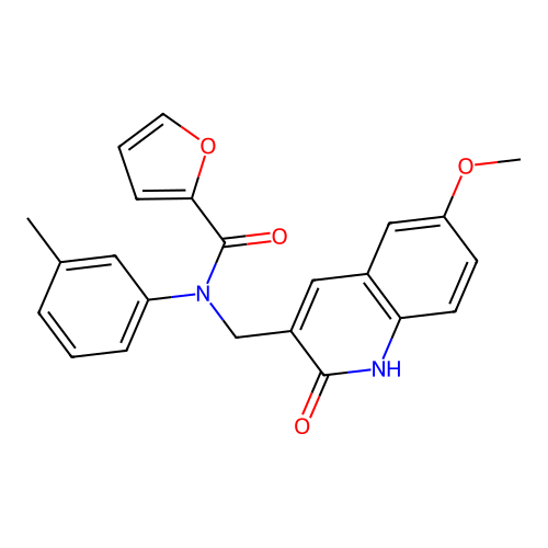 N-((2-hydroxy-6-methoxyquinolin-3-yl)methyl)-N-(m-tolyl)furan-2-carboxamide structure