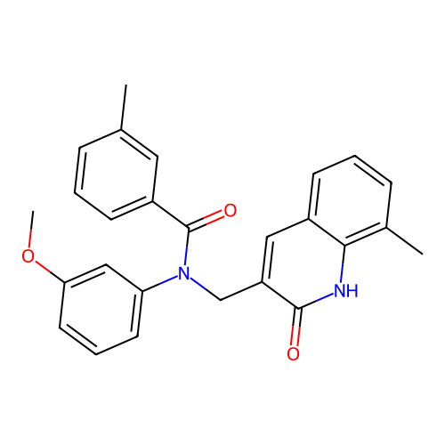 N-((2-hydroxy-8-methylquinolin-3-yl)methyl)-N-(3-methoxyphenyl)-3-methylbenzamide structure
