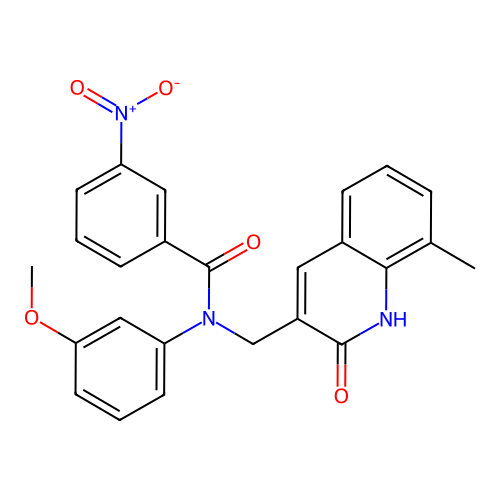 N-((2-hydroxy-8-methylquinolin-3-yl)methyl)-N-(3-methoxyphenyl)-3-nitrobenzamide structure