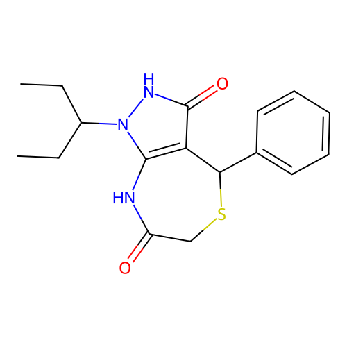 1-pentan-3-yl-4-phenyl-4,8-dihydro-2H-pyrazolo[3,4-e][1,4]thiazepine-3,7-dione structure
