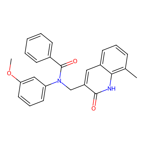 N-(3-methoxyphenyl)-N-[(8-methyl-2-oxo-1,2-dihydroquinolin-3-yl)methyl]benzamide structure