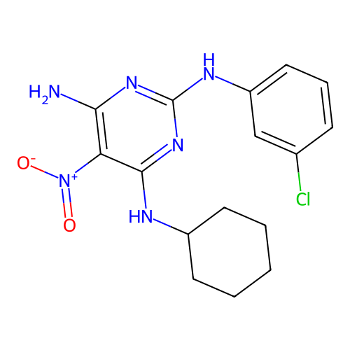 {6-Amino-2-[(3-chlorophenyl)amino]-5-nitropyrimidin-4-yl}cyclohexylamine structure
