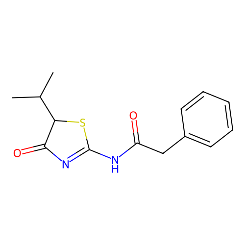 N-(5-isopropyl-4-oxo-4,5-dihydrothiazol-2-yl)-2-phenylacetamide structure