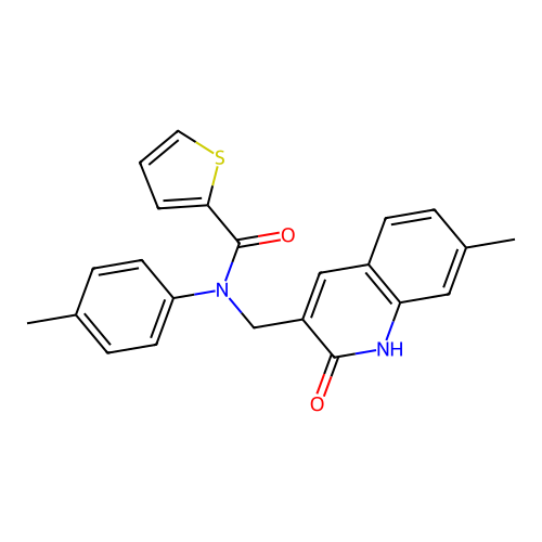 N-((2-hydroxy-7-methylquinolin-3-yl)methyl)-N-(p-tolyl)thiophene-2-carboxamide structure