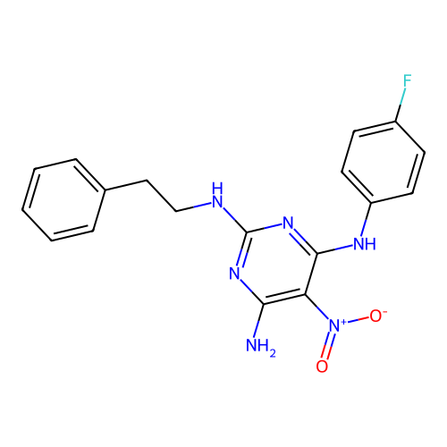 {6-Amino-5-nitro-2-[(2-phenylethyl)amino]pyrimidin-4-yl}(4-fluorophenyl)amine structure