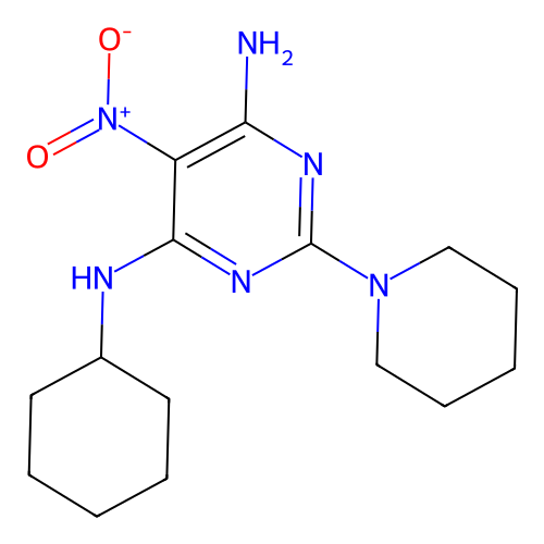 (6-Amino-5-nitro-2-piperidylpyrimidin-4-yl)cyclohexylamine structure