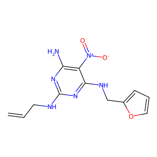 [6-Amino-5-nitro-2-(prop-2-enylamino)pyrimidin-4-yl](2-furylmethyl)amine structure