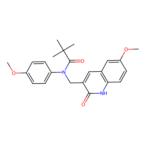 N-((2-hydroxy-6-methoxyquinolin-3-yl)methyl)-N-(4-methoxyphenyl)pivalamide structure