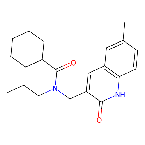 N-[(6-methyl-2-oxo-1H-quinolin-3-yl)methyl]-N-propylcyclohexanecarboxamide structure