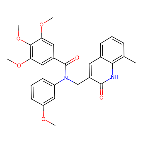 3,4,5-trimethoxy-N-(3-methoxyphenyl)-N-[(8-methyl-2-oxo-1H-quinolin-3-yl)methyl]benzamide structure