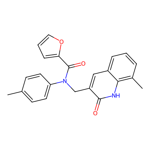 N-((2-hydroxy-8-methylquinolin-3-yl)methyl)-N-(p-tolyl)furan-2-carboxamide structure