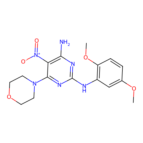 (4-Amino-6-morpholin-4-yl-5-nitropyrimidin-2-yl)(2,5-dimethoxyphenyl)amine structure