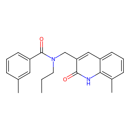 3-methyl-N-[(8-methyl-2-oxo-1H-quinolin-3-yl)methyl]-N-propylbenzamide structure