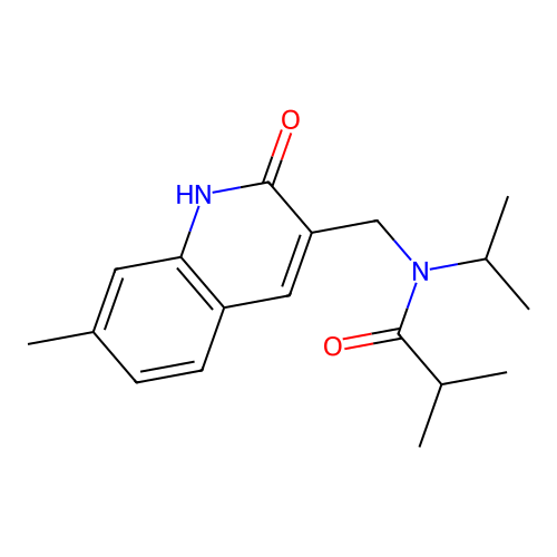 2-methyl-N-[(7-methyl-2-oxo-1H-quinolin-3-yl)methyl]-N-propan-2-ylpropanamide structure