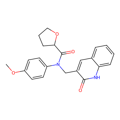 N-((2-hydroxyquinolin-3-yl)methyl)-N-(4-methoxyphenyl)tetrahydrofuran-2-carboxamide structure