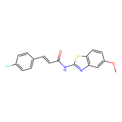 (E)-3-(4-fluorophenyl)-N-(5-methoxy-1,3-benzothiazol-2-yl)prop-2-enamide structure