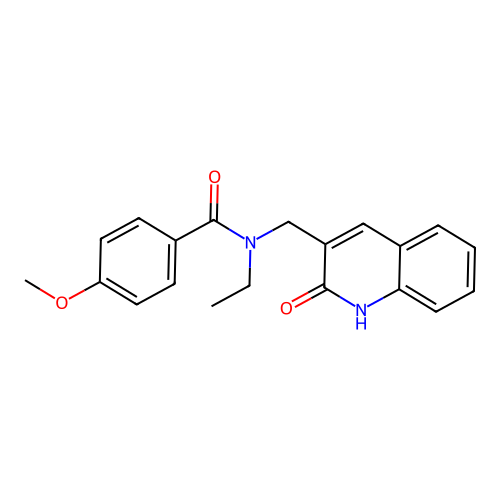 N-ethyl-4-methoxy-N-[(2-oxo-1H-quinolin-3-yl)methyl]benzamide structure