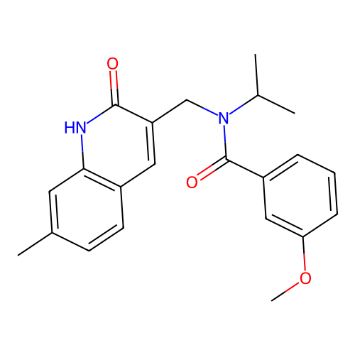 3-methoxy-N-[(7-methyl-2-oxo-1H-quinolin-3-yl)methyl]-N-propan-2-ylbenzamide structure