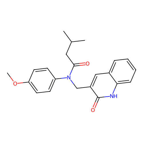 N-((2-hydroxyquinolin-3-yl)methyl)-N-(4-methoxyphenyl)-3-methylbutanamide structure