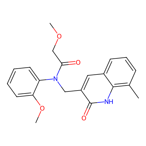 2-methoxy-N-(2-methoxyphenyl)-N-[(8-methyl-2-oxo-1H-quinolin-3-yl)methyl]acetamide structure