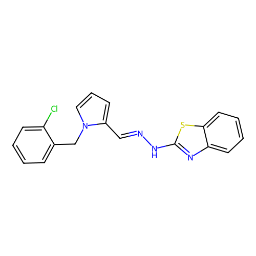 (E)-2-(2-((1-(2-chlorobenzyl)-1H-pyrrol-2-yl)methylene)hydrazinyl)benzo[d]thiazole structure