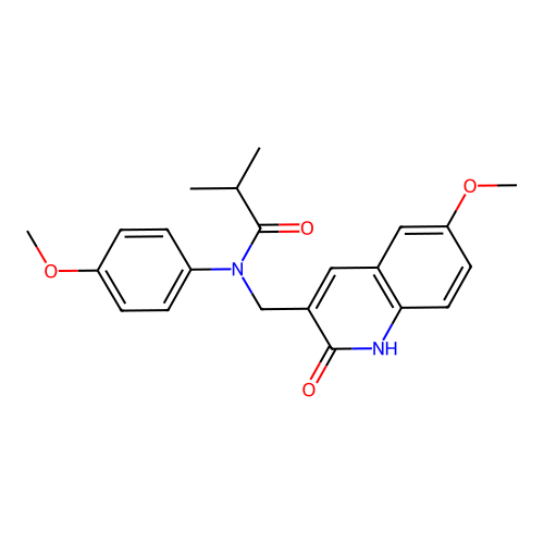 N-((2-hydroxy-6-methoxyquinolin-3-yl)methyl)-N-(4-methoxyphenyl)isobutyramide structure