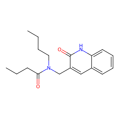 N-butyl-N-[(2-oxo-1H-quinolin-3-yl)methyl]butanamide structure