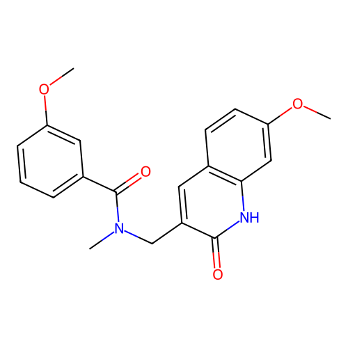 3-methoxy-N-[(7-methoxy-2-oxo-1H-quinolin-3-yl)methyl]-N-methylbenzamide structure