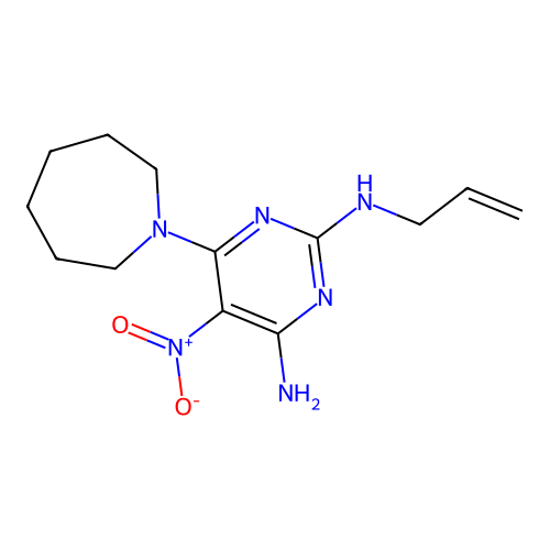 6-(azepan-1-yl)-5-nitro-N~2~-(prop-2-en-1-yl)pyrimidine-2,4-diamine structure