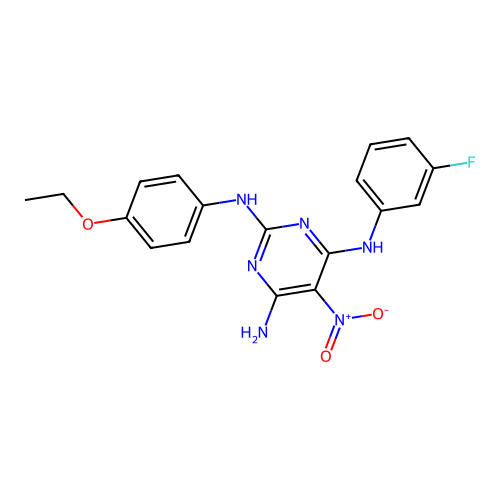{6-Amino-2-[(4-ethoxyphenyl)amino]-5-nitropyrimidin-4-yl}(3-fluorophenyl)amine structure