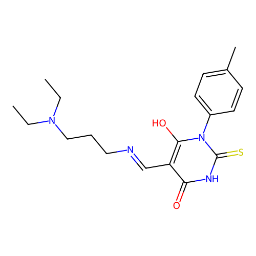 (5E)-5-({[3-(diethylamino)propyl]amino}methylidene)-1-(4-methylphenyl)-2-sulfanylpyrimidine-4,6(1H,5H)-dione structure