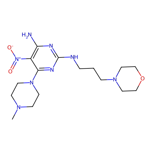 [4-amino-6-(4-methylpiperazinyl)-5-nitropyrimidin-2-yl](3-morpholin-4-ylpropyl )amine structure