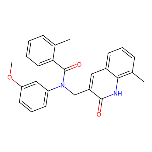 N-((2-hydroxy-8-methylquinolin-3-yl)methyl)-N-(3-methoxyphenyl)-2-methylbenzamide structure