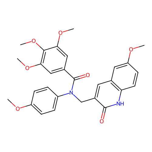 3,4,5-trimethoxy-N-[(6-methoxy-2-oxo-1H-quinolin-3-yl)methyl]-N-(4-methoxyphenyl)benzamide structure