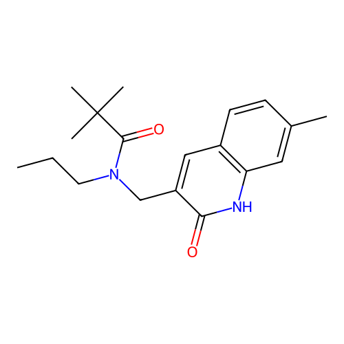 2,2-dimethyl-N-[(7-methyl-2-oxo-1H-quinolin-3-yl)methyl]-N-propylpropanamide structure