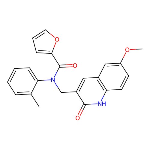 N-((2-hydroxy-6-methoxyquinolin-3-yl)methyl)-N-(o-tolyl)furan-2-carboxamide structure