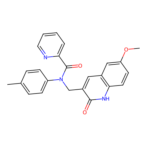 N-((2-hydroxy-6-methoxyquinolin-3-yl)methyl)-N-(p-tolyl)picolinamide structure