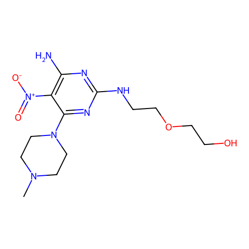 2-(2-((4-amino-6-(4-methylpiperazin-1-yl)-5-nitropyrimidin-2-yl)amino)ethoxy)ethanol structure