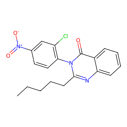 3-(2-chloro-4-nitrophenyl)-2-pentylquinazolin-4(3H)-one structure