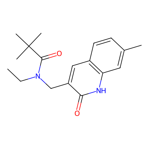 N-ethyl-2,2-dimethyl-N-[(7-methyl-2-oxo-1H-quinolin-3-yl)methyl]propanamide structure