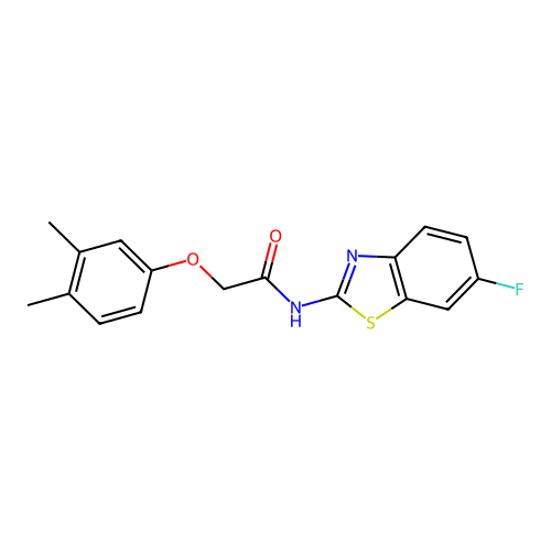 2-(3,4-dimethylphenoxy)-N-(6-fluoro-1,3-benzothiazol-2-yl)acetamide structure