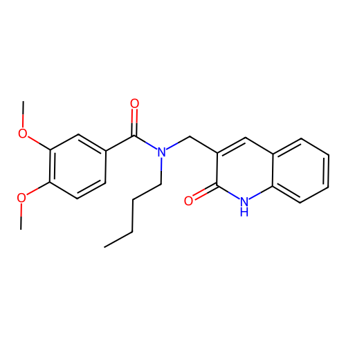 N-butyl-3,4-dimethoxy-N-[(2-oxo-1H-quinolin-3-yl)methyl]benzamide structure