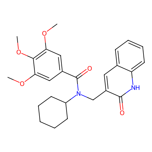 N-cyclohexyl-3,4,5-trimethoxy-N-[(2-oxo-1H-quinolin-3-yl)methyl]benzamide structure